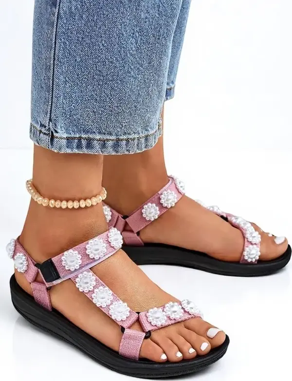 Resti Resti Letitia pink platform sandals - classic pearl studs