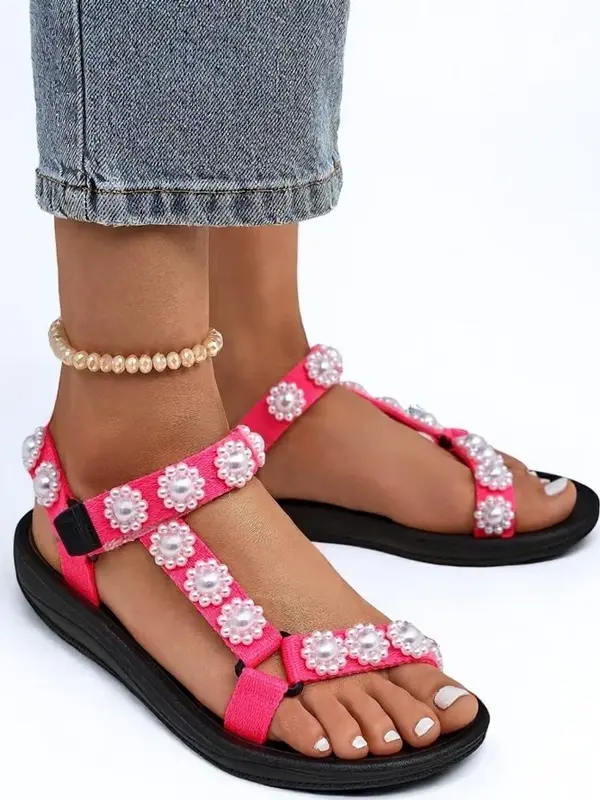 Resti Resti Livia Rosa Sandals – Comfortable Women's Sandals with Pearl Rhinestones