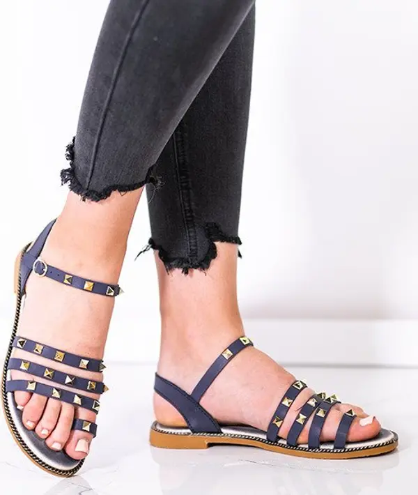 Resti Resti Navy sandals with gold studs Sokoto - Footwear