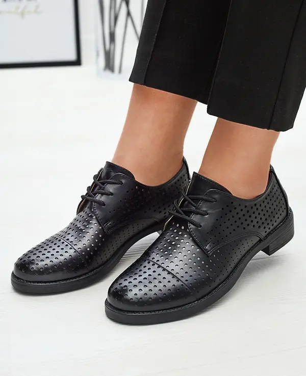 Resti Resti Openwork black women's eco leather half shoes Azedvo- Footwear