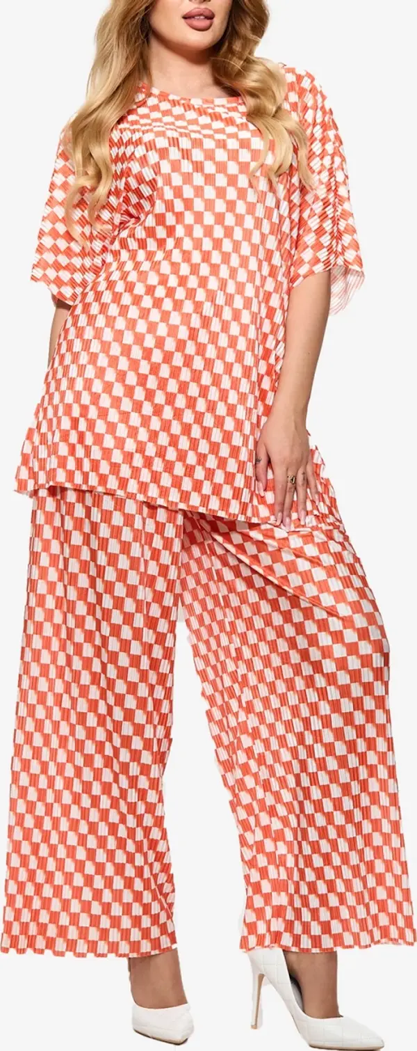Resti Resti Orange women's pleated patterned set - Clothing