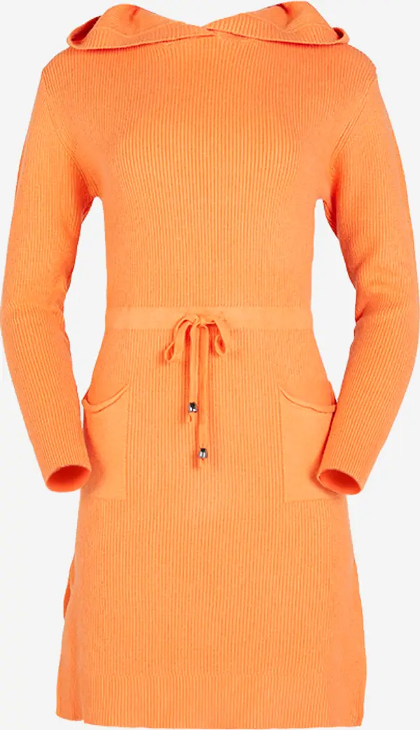 Resti Resti Orange women's sweater dress with hood - Clothing
