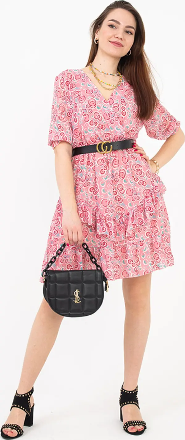 Resti Resti Pink women's mini dress with patterns - Clothing