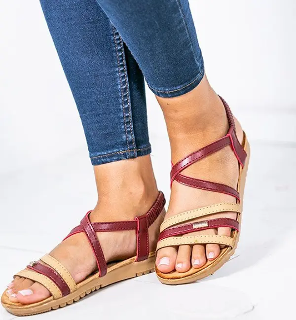 Resti Resti Red and beige sandals with elastic Zsofia - Footwear