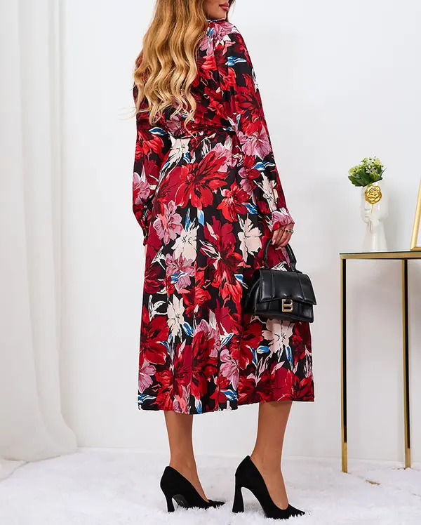 Resti Resti Red and burgundy patterned women's maxi dress