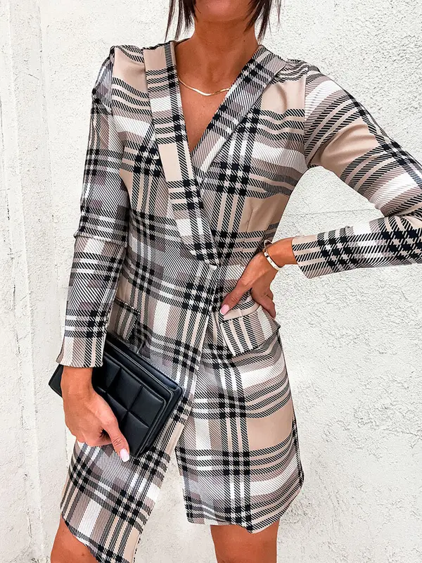 Resti Resti Red women's checkered navy dress