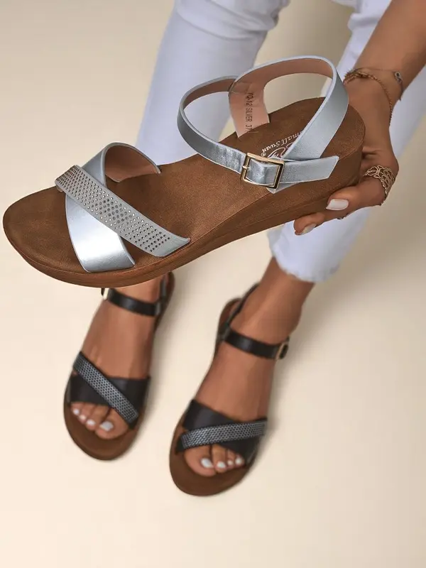 Resti Resti Royal Fashion Women's Rhinestone Wedge Sandals Allona