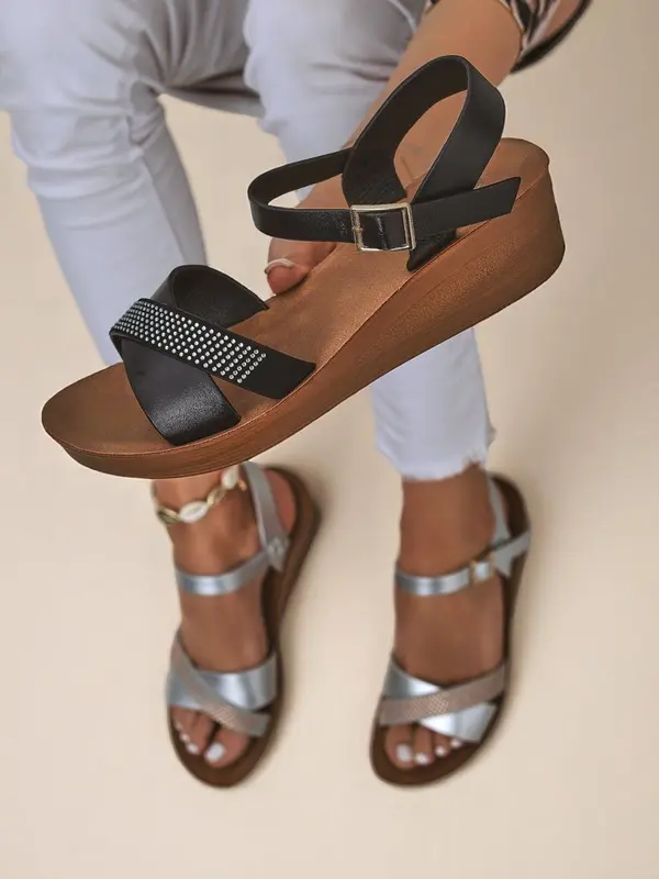 Resti Resti Royal Fashion Women's Rhinestone Wedge Sandals Allona