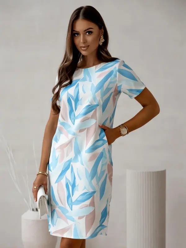 Resti Resti Simple knee-length women's dress with short sleeves in various stripes