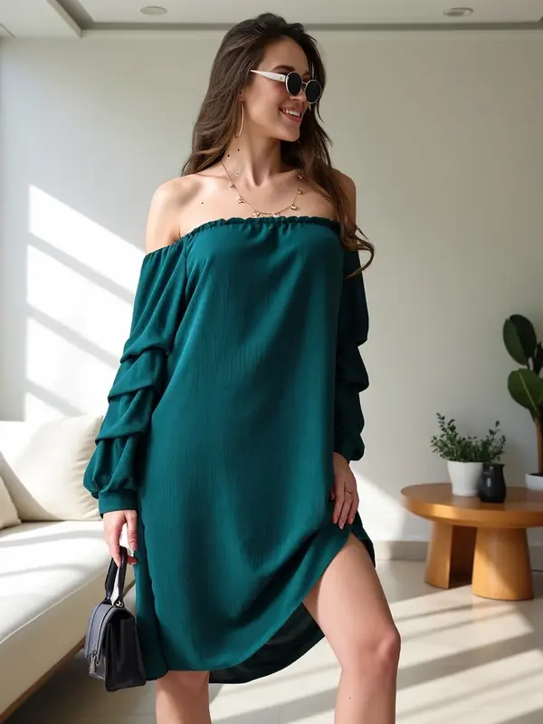 Resti Resti Smooth women's dress a'la Spanish style with ruffles