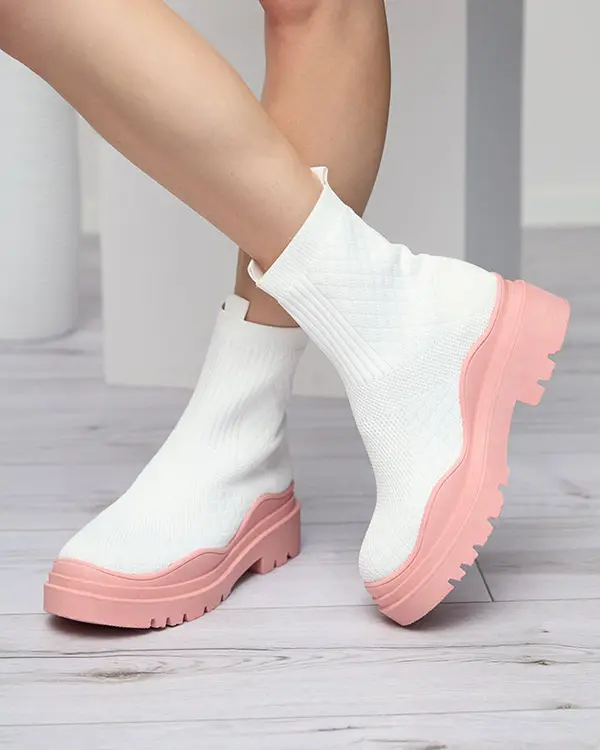 Resti Resti White and pink women's flat-heeled boots Seritis - Footwear