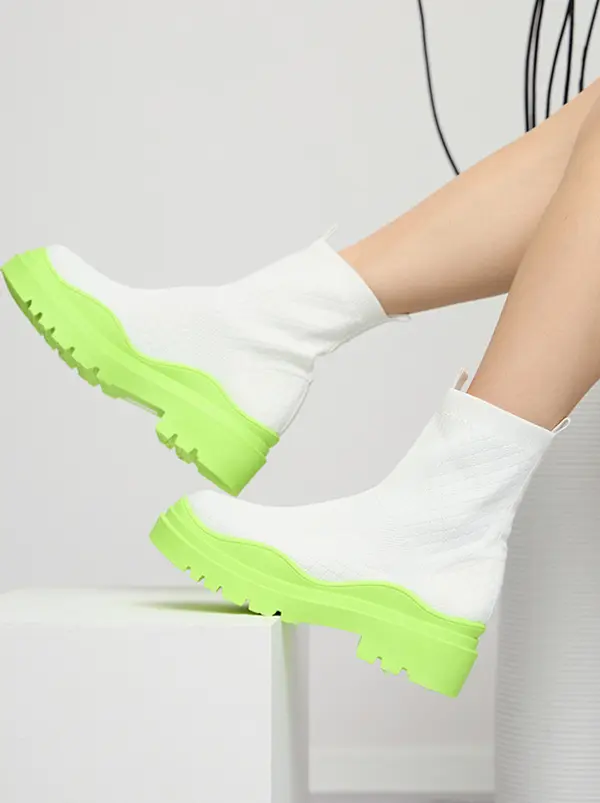 Resti Resti White-green women's flat-heeled boots Seritis - Footwear