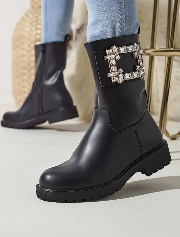 Resti Resti Women's black eco-leather boots with embellishment Xetika - Footwear