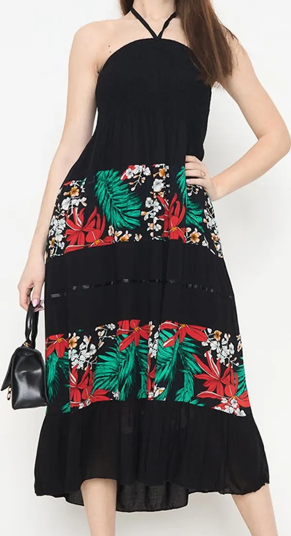 Resti Resti Women's black floral midi dress - Clothing