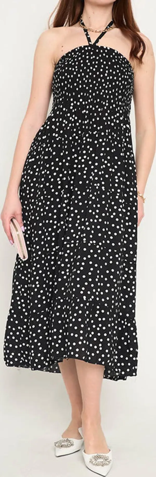 Resti Resti Women's black polka dot midi dress - Clothing