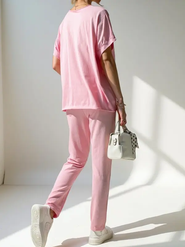 Resti Resti Women's cotton set with short sleeves and straight pants