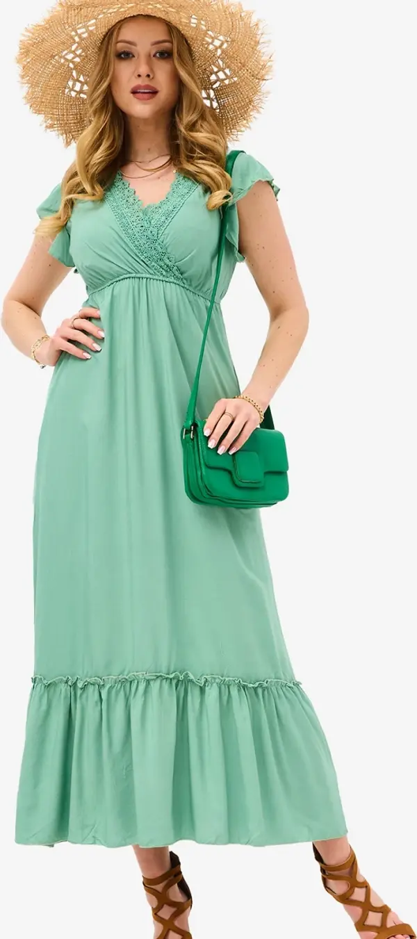 Resti Resti Women's green long dress with lace - Clothing