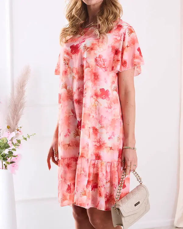 Resti Resti Women's knee-length dress with print and frill in orange- Clothing