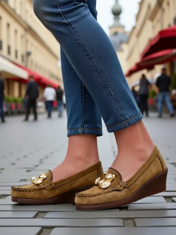 Resti Resti Women's moccasins on a low wedge Mollan