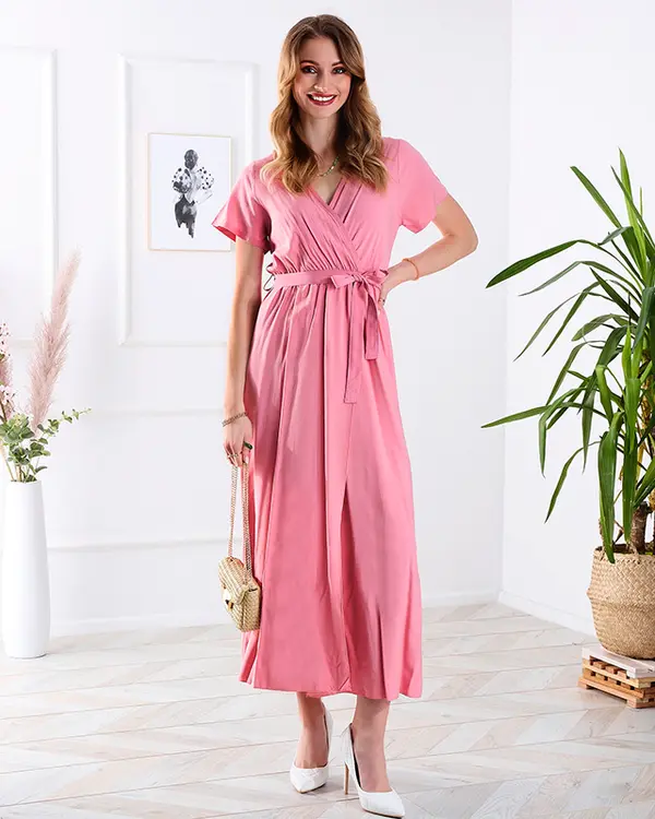 Resti Resti Women's pink long dress with slit - Clothing