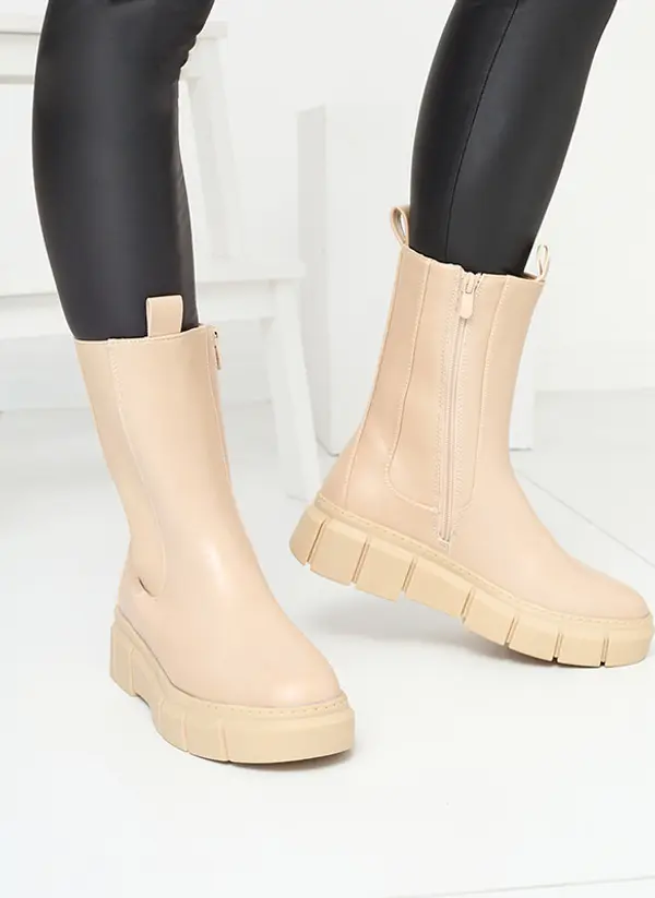 Resti Resti Women's platform boots in beige Couell- Footwear