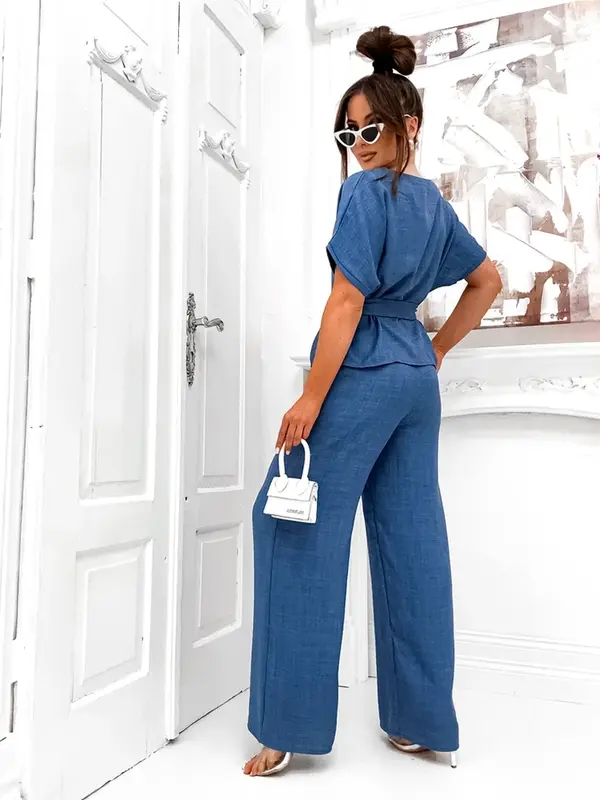 Resti Resti Women's set with a short-sleeve blouse and wide pants