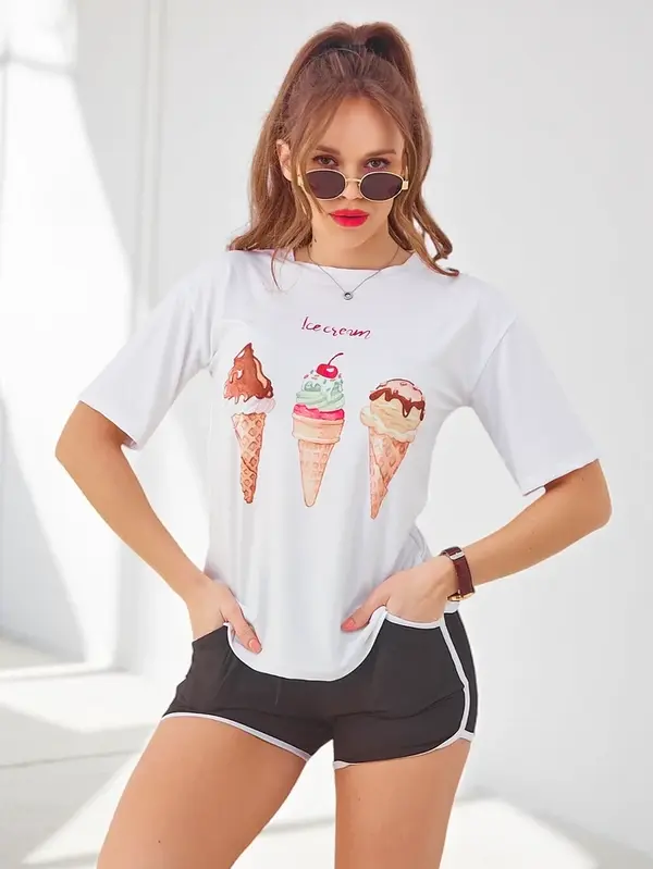 Resti Resti Women's sports set with a t-shirt and shorts Ice Cream