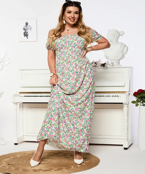 Resti Resti Women's white and pink maxi dress with floral print - Clothing