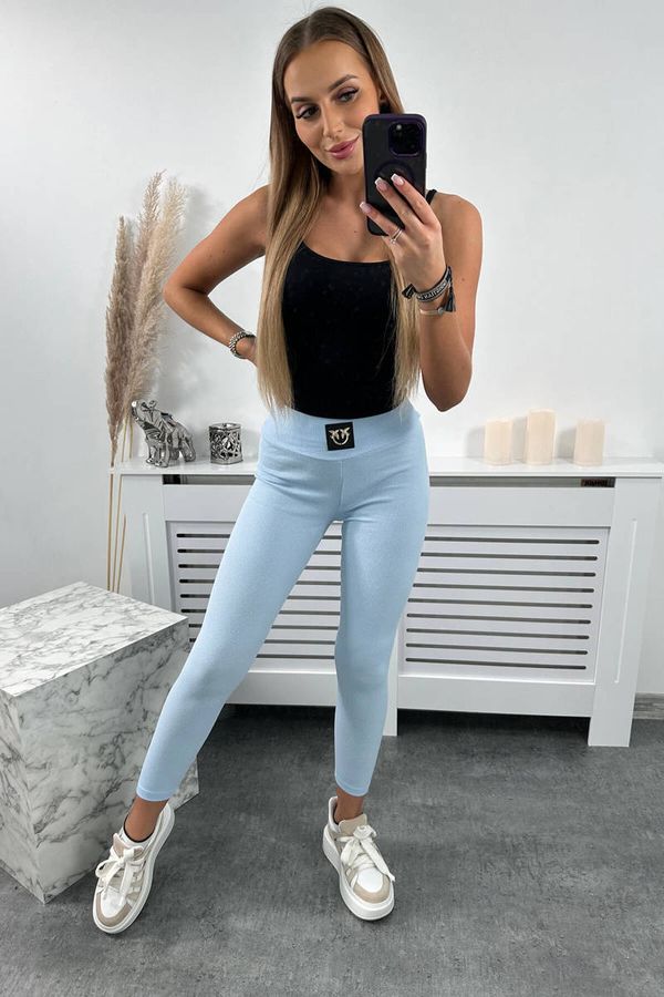 marka niezdefiniowana Ribbed high-waisted leggings blue
