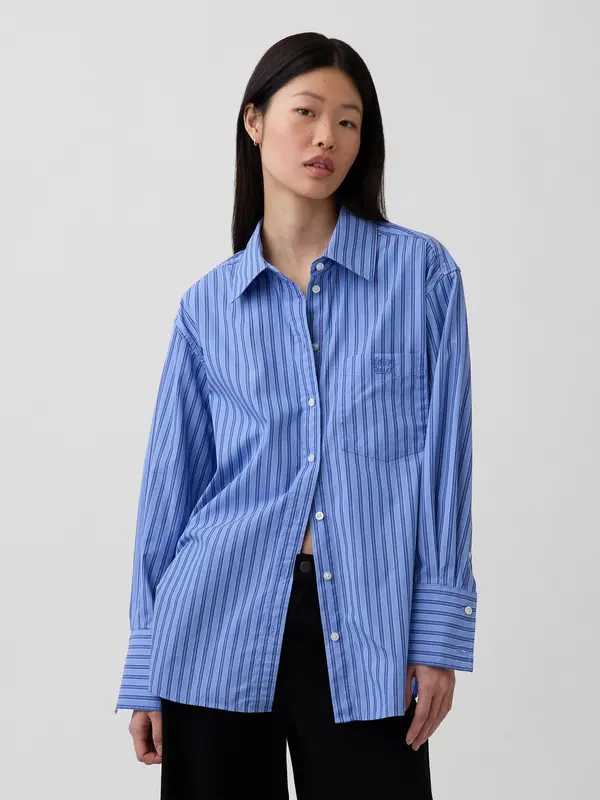 GAP Риза от поплин с лого GAP Oversize