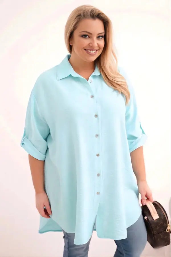 Kesi Włoski Риза от вискоза Kesi Plus Size с удължен гръб