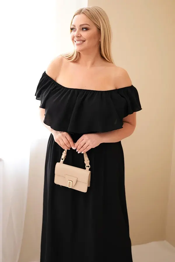 Kesi Włoski Рокля Kesi Plus Size макси с волани, черна