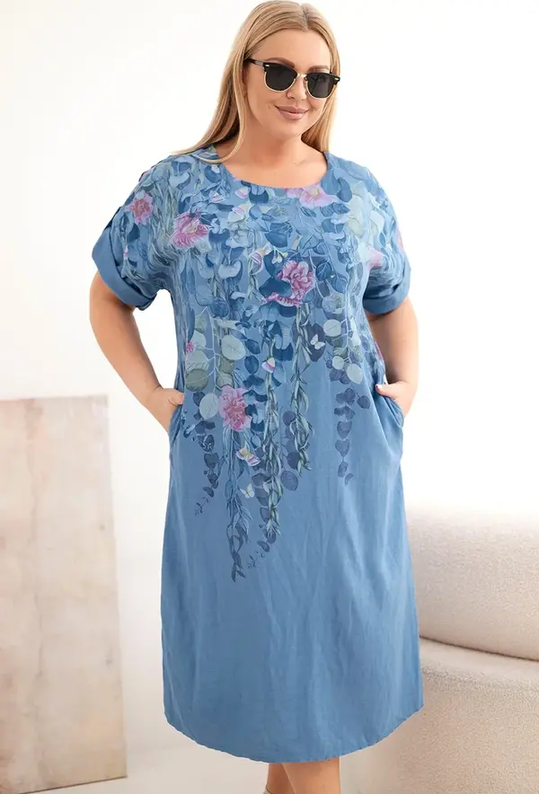 Kesi Włoski Рокля Kesi Plus Size с къси ръкави и странични цепки