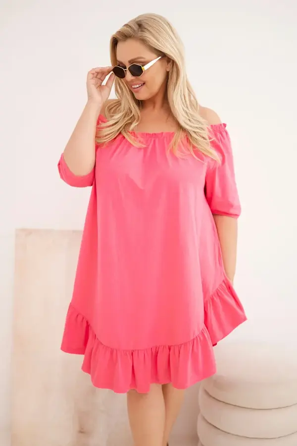Kesi Рокля Kesi Plus Size с волани в розово