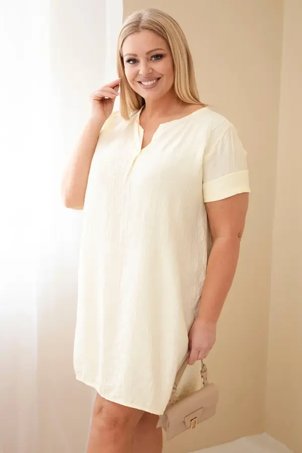 Kesi Włoski Рокля Kesi с къс ръкав, големи размери, жълта