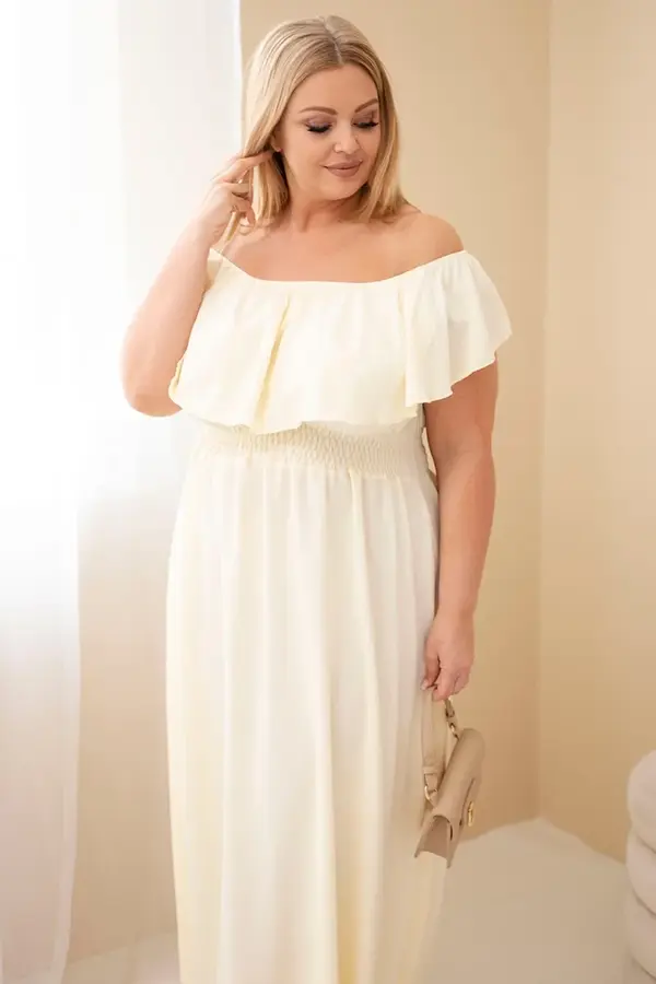Kesi Włoski Рокля Kesi Włoski Plus Size с набрани жълти мотиви