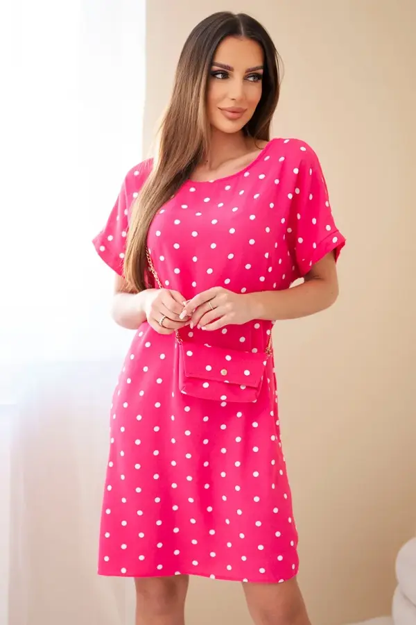 Kesi Włoski Рокля на точки в цвят фуксия с чанта