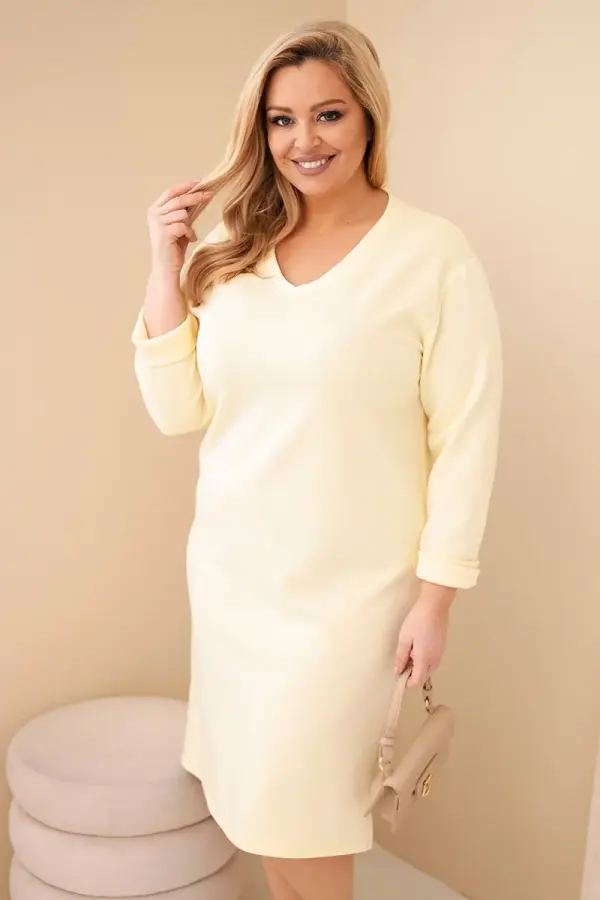 Kesi Włoski Рокля с големи размери и V-образно деколте, цвят масло