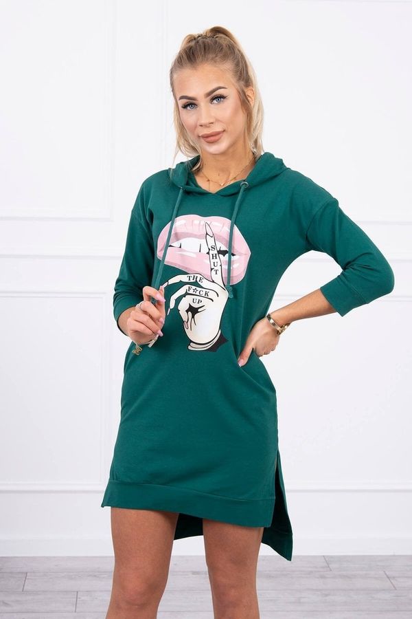 Kesi Рокля с по-дълъг гръб и тъмнозелен принт