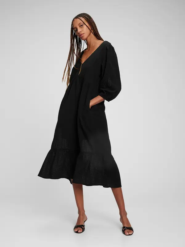 GAP Рокля с V-образно деколте GAP - Миди