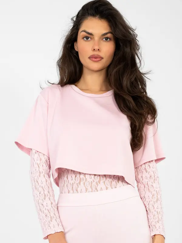 Italy Moda Розов боди с дантелени ръкави