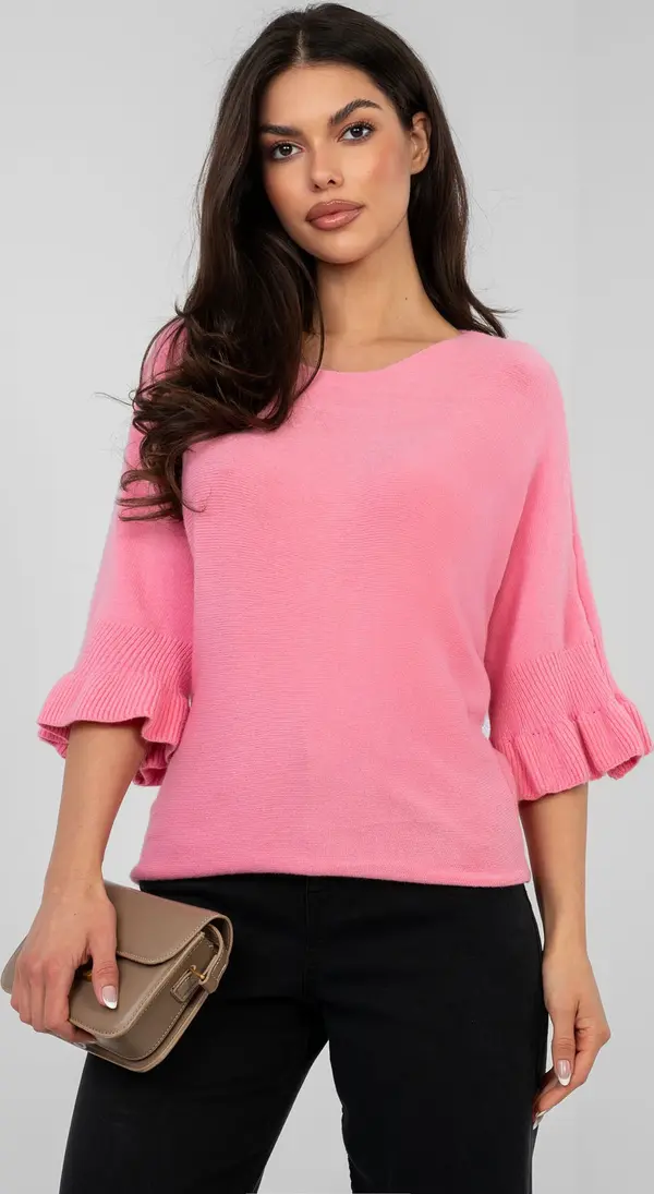 Italy Moda Розов пуловер с разкроени ръкави