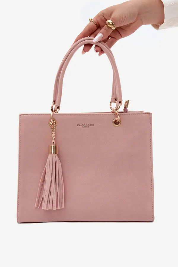 FLORA & CO Розова чанта от имитация на велур Flora&amp;Co Ottilie