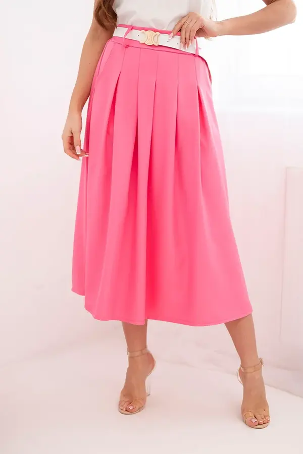 Kesi Włoski Розова миди пола с плисета и колан