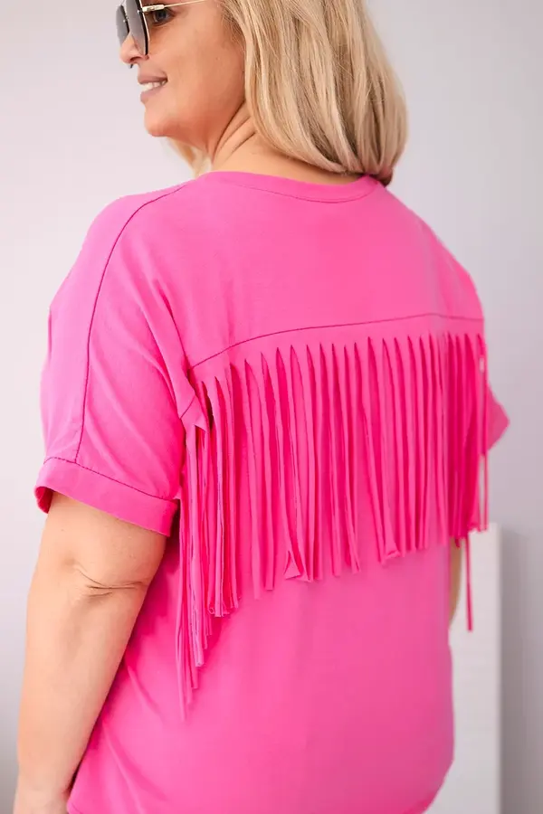 Kesi Włoski Розова овърсайз блуза с V-образно деколте