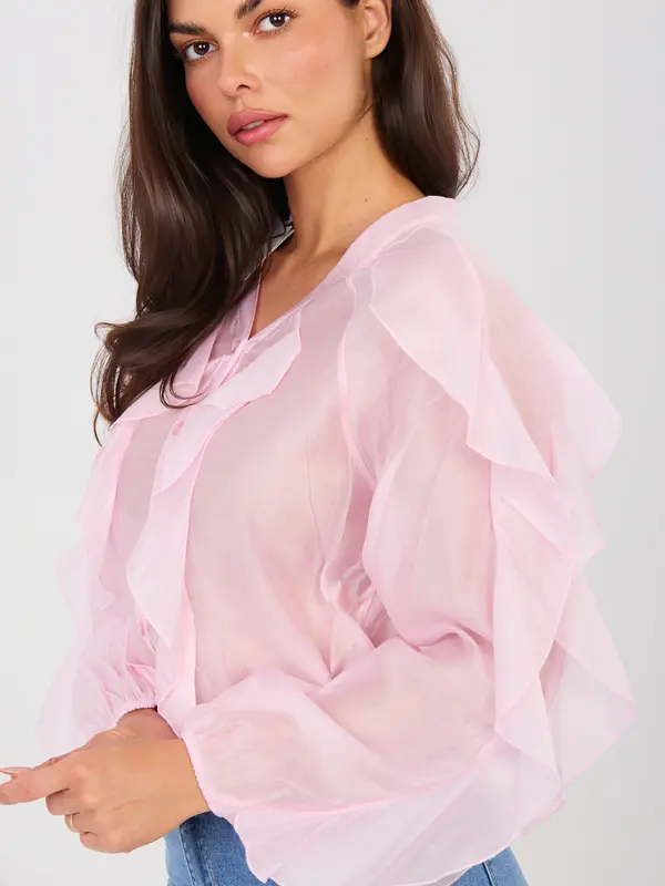 Factory Price Розова шифонена блуза с волани