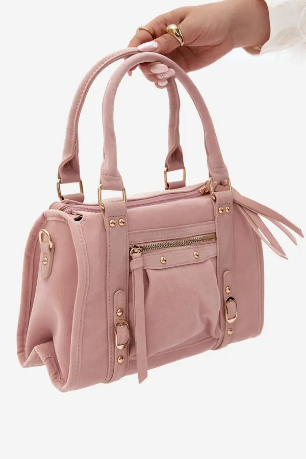 FLORA & CO Розова велурена чанта Flora&amp;Co Lendra