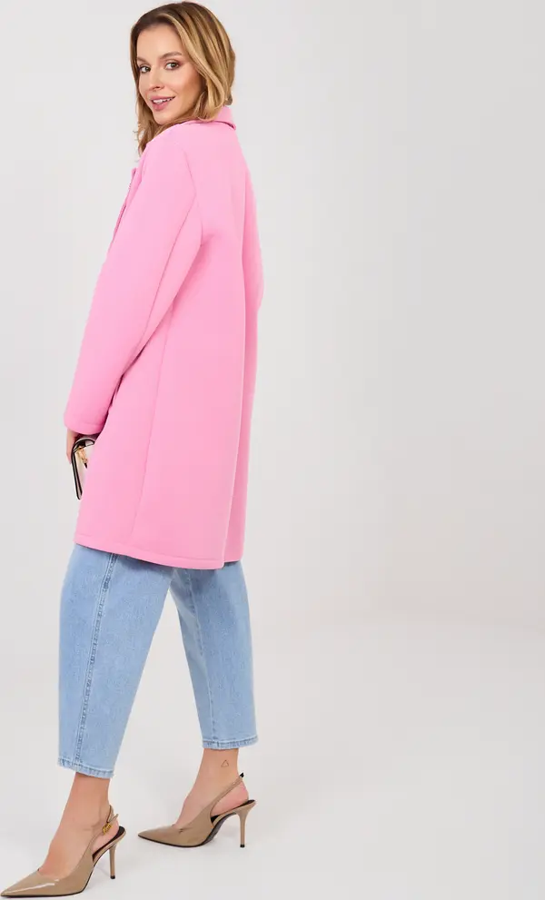 RUE PARIS Розово преходно палто с брошка