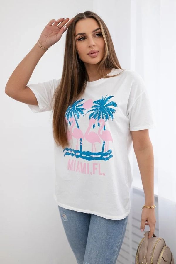 Włoski Rubbed cotton blouse Miami white