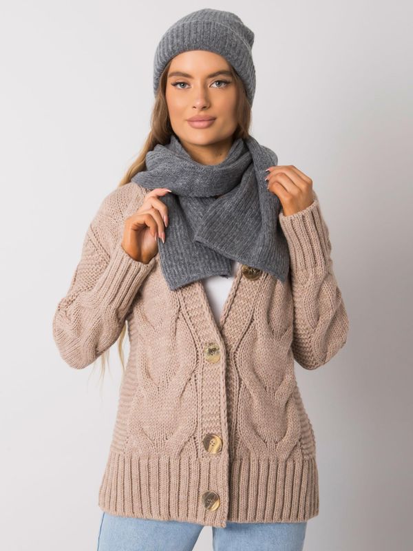 Fashionhunters RUE PARIS Dark gray knitted winter set